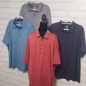 G. H. Bass & Co. 2xl Lot Of 4 Polo Shirts Red, Blue, Gray, an Black Golf Stretch